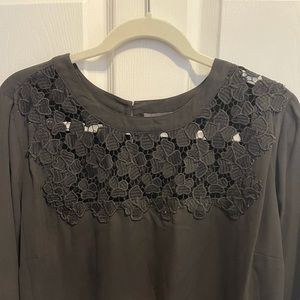 Vince Camuto black crochet blouse plus size